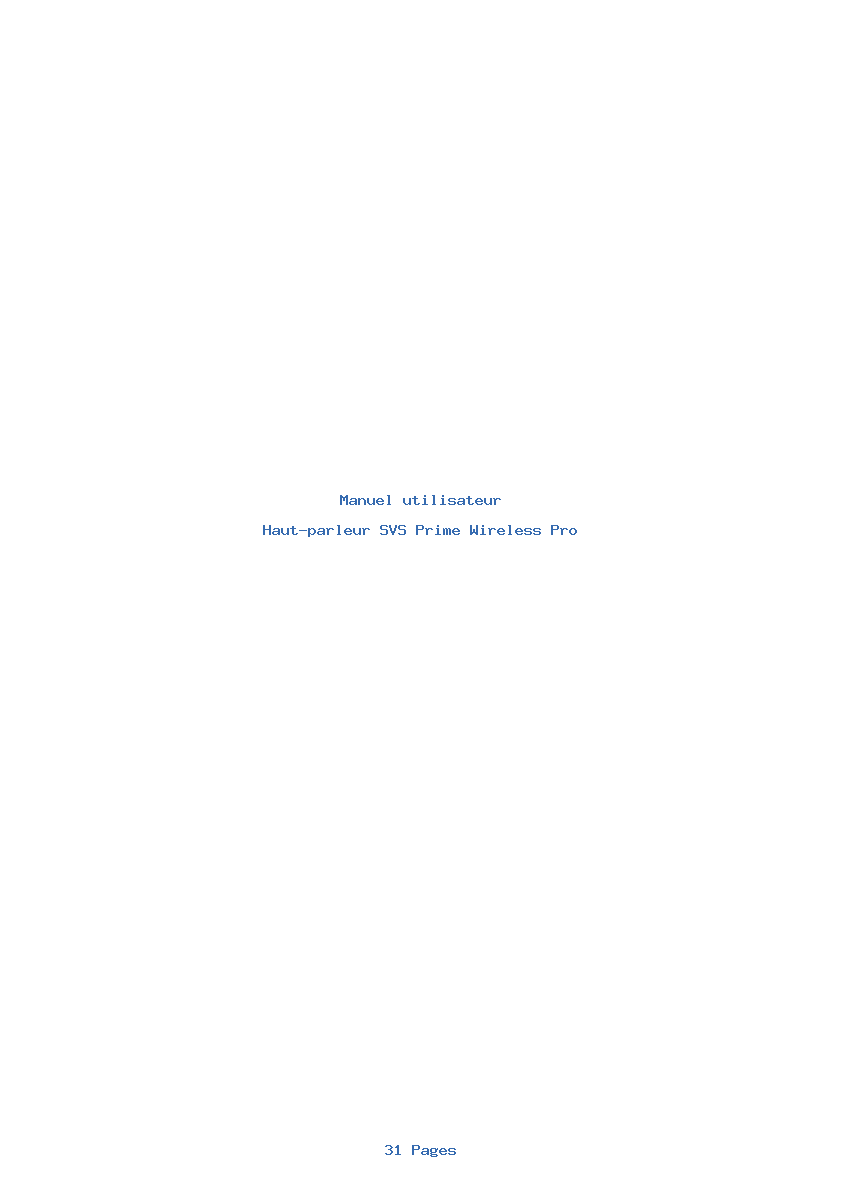 Page 1 de la notice Manuel utilisateur SVS Prime Wireless Pro