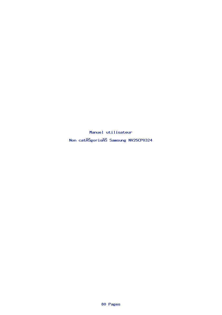 Page 1 de la notice Manuel utilisateur Samsung NV25CP0324