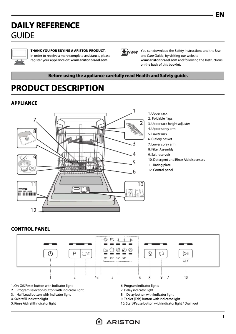 Page 1 de la notice Manuel utilisateur Ariston Thermo LFC2C19