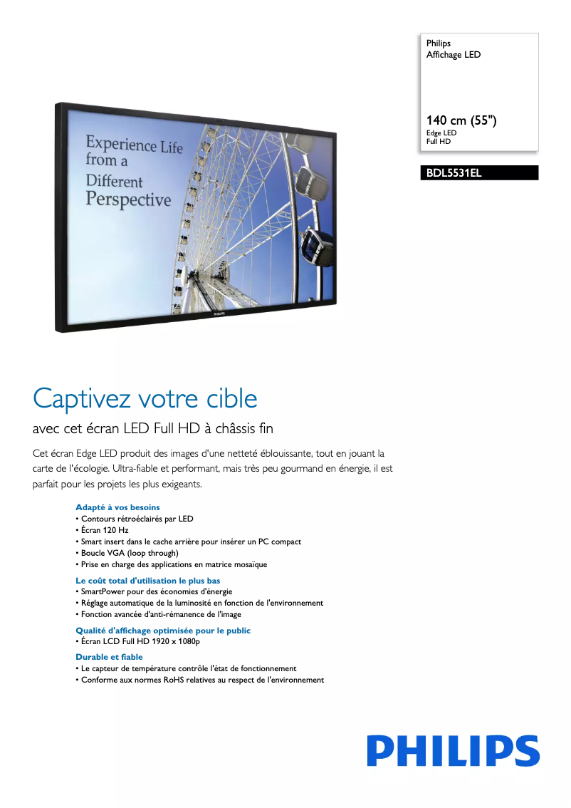 Page n°1 - Fiche technique Philips BDL5531EL