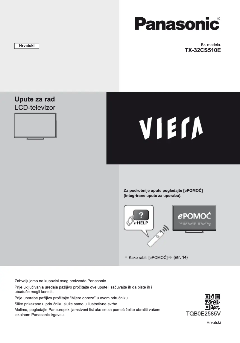 Page 1 of the manual User Manual Panasonic Viera TX-32CS510E