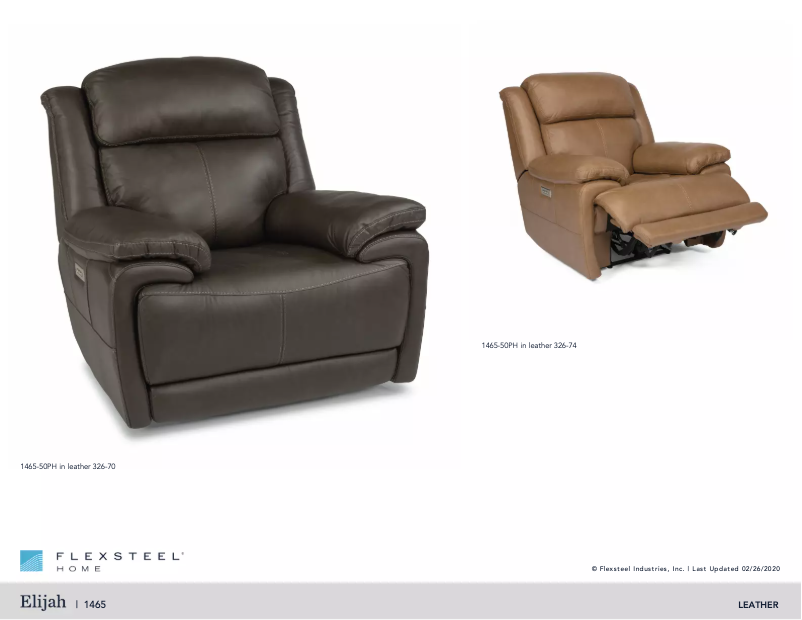 Page 1 de la notice Manuel utilisateur Flexsteel Elijah 1465-50PH