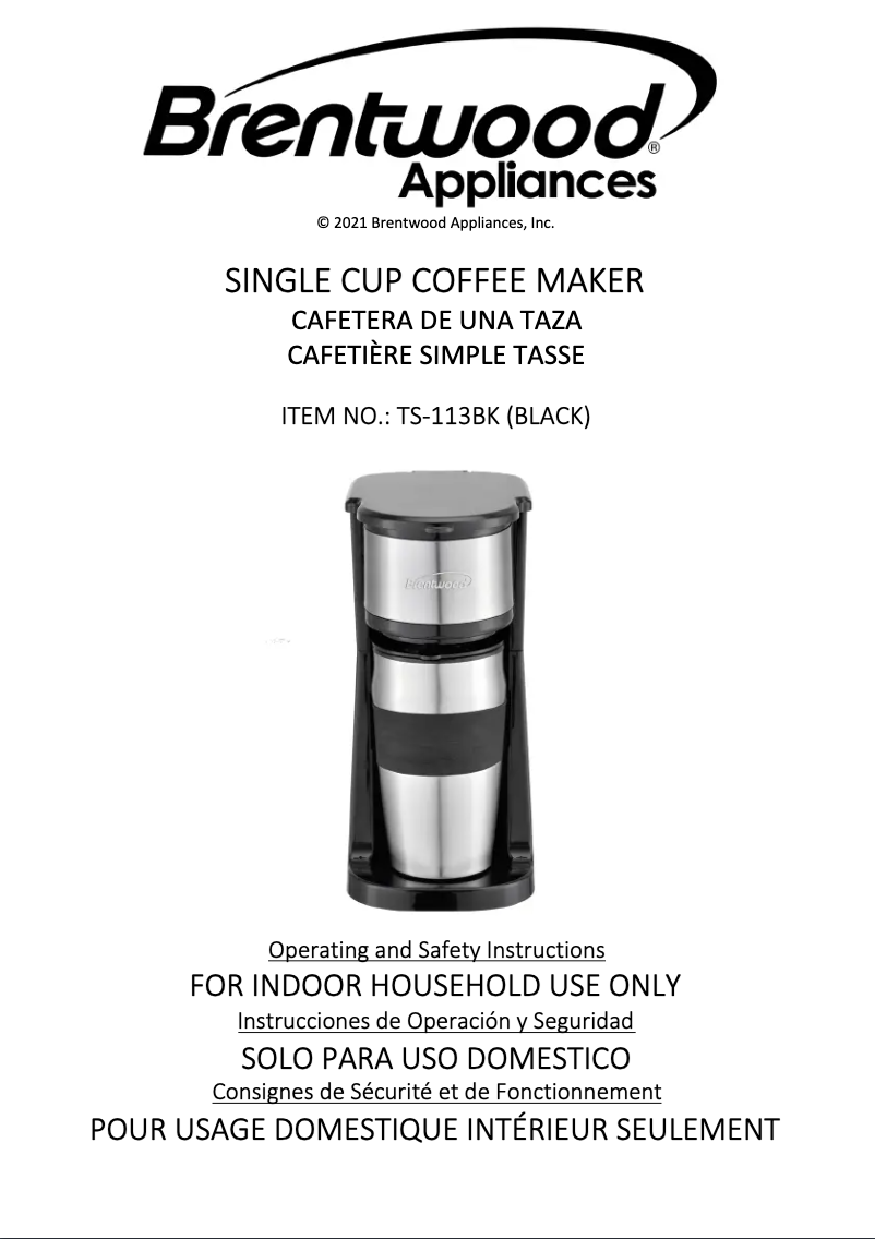 Page 1 de la notice Manuel utilisateur Brentwood TS-113BK
