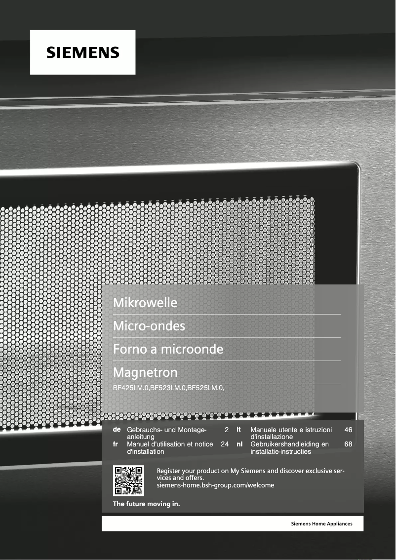 Page 1 de la notice Instructions / montage Siemens BF525LMW0