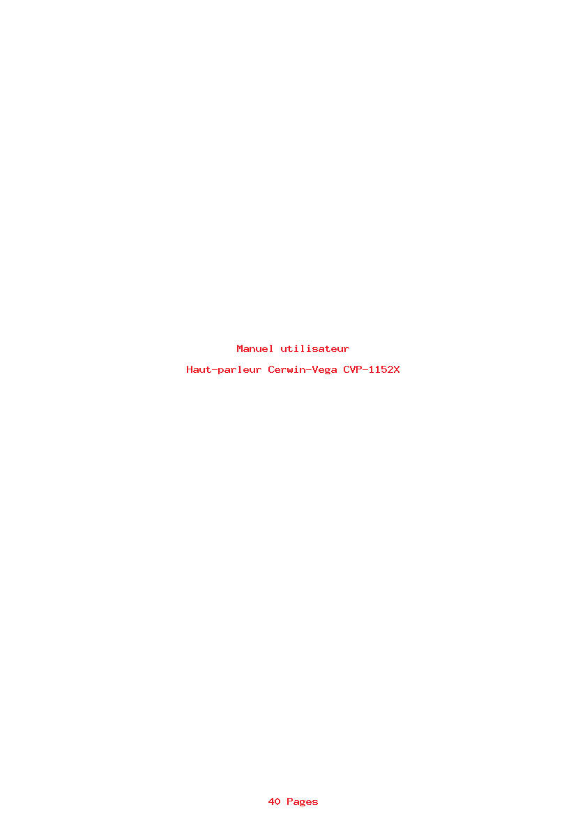 Page 1 de la notice Manuel utilisateur Cerwin-Vega CVP-1152X