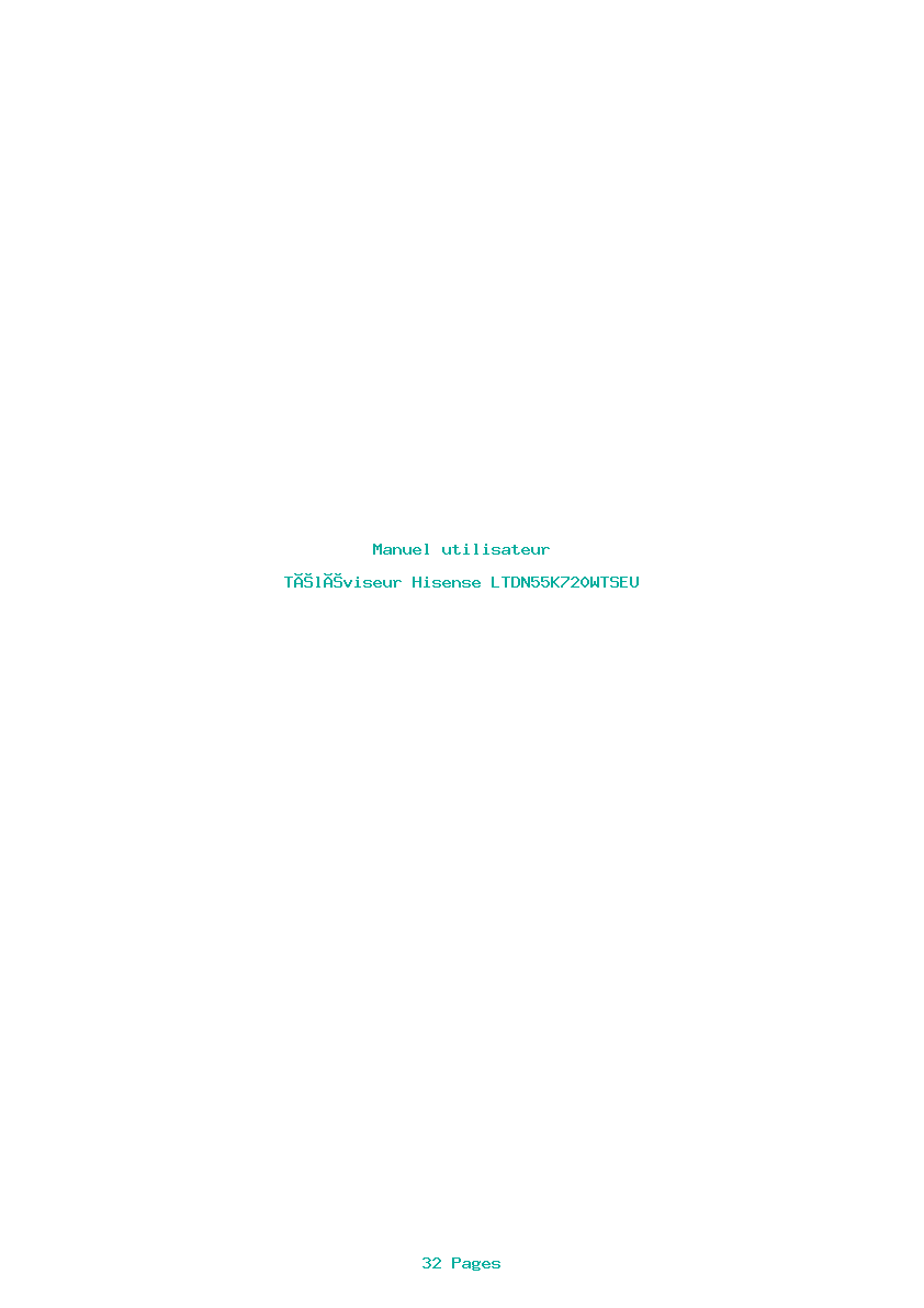 Page 1 de la notice Manuel utilisateur Hisense LTDN55K720WTSEU