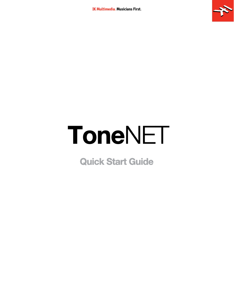Page 1 de la notice Manuel utilisateur IK Multimedia ToneNET