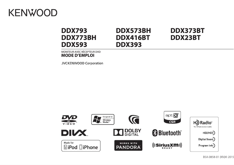 Page 1 de la notice Manuel utilisateur Kenwood DDX416BT
