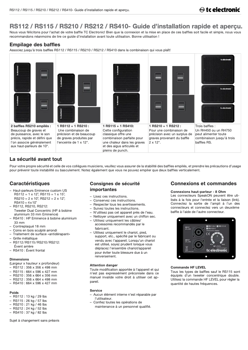 Page 1 of the manual User Manual TC Electronic RS210