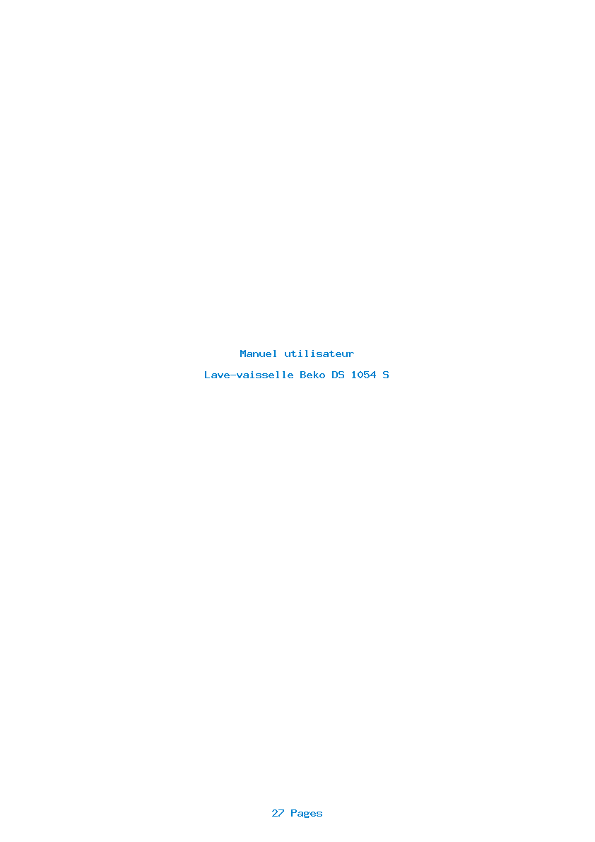 Page 1 de la notice Manuel utilisateur Beko DS 1054 S