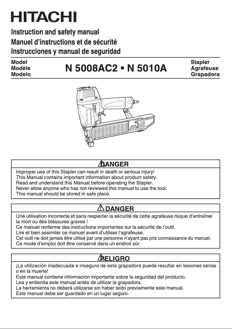 Page 1 de la notice Manuel utilisateur HiKOKI N5008AC2