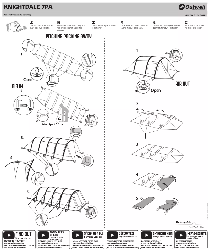 Page 1 de la notice Manuel utilisateur Outwell Knightdale 7PA