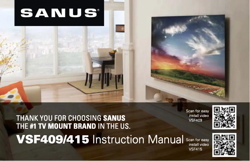 Page 1 de la notice Manuel utilisateur Sanus VSF409