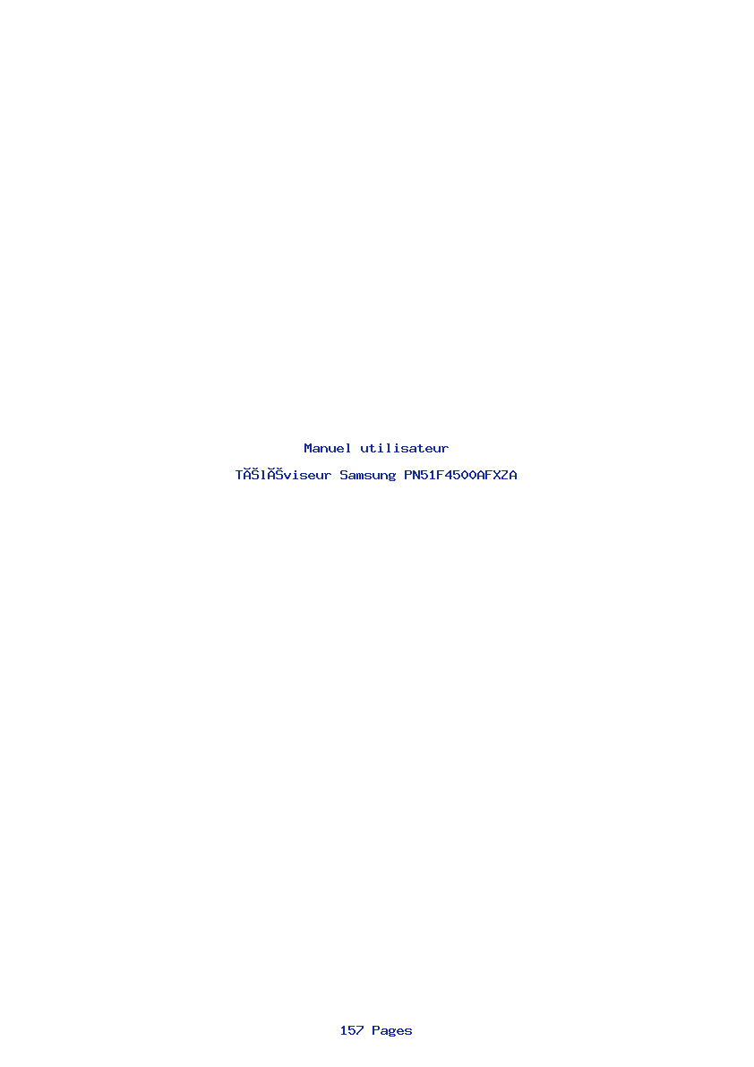 Page 1 de la notice Manuel utilisateur Samsung PN51F4500AFXZA