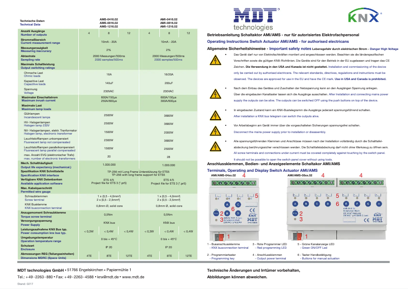 Page 1 de la notice Manuel utilisateur MDT AMI-1216.02