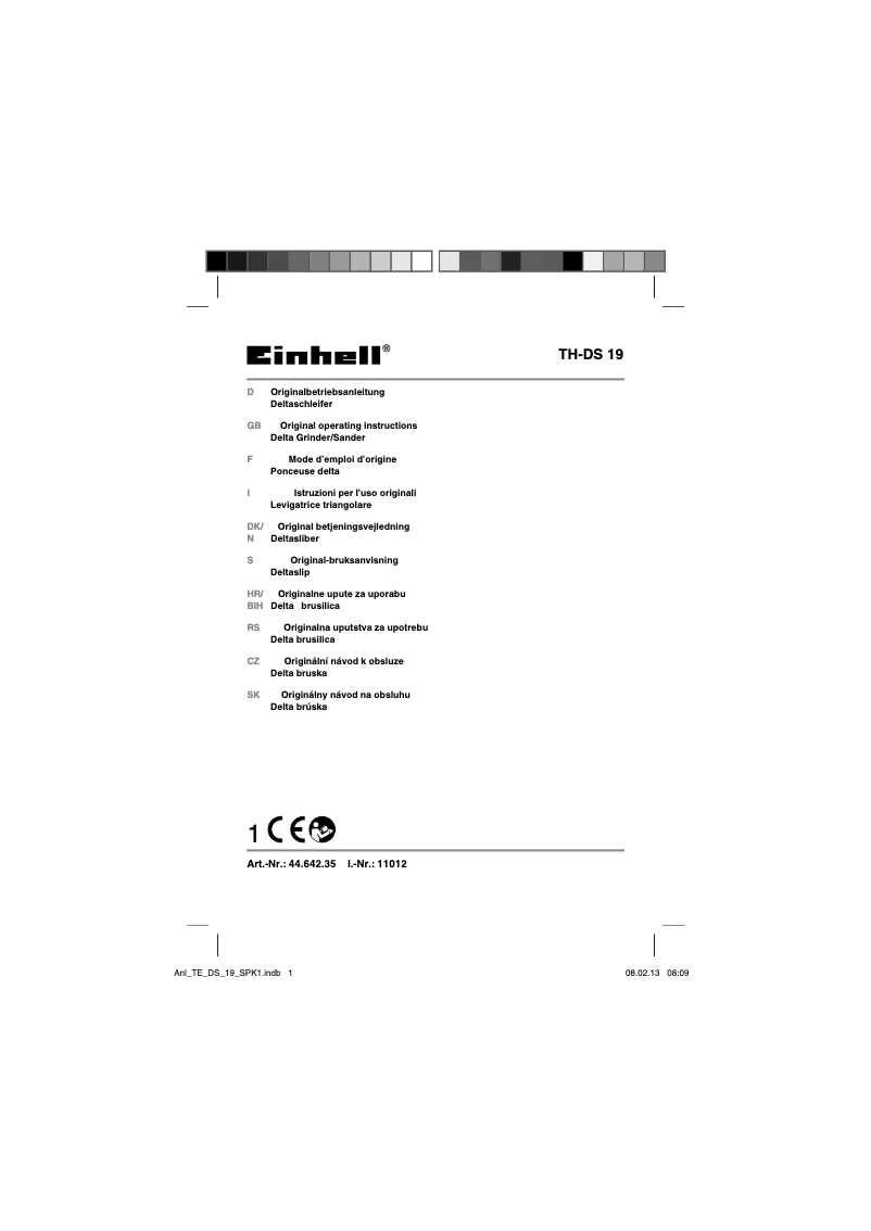 Page 1 de la notice Manuel utilisateur Einhell TC-DS 19