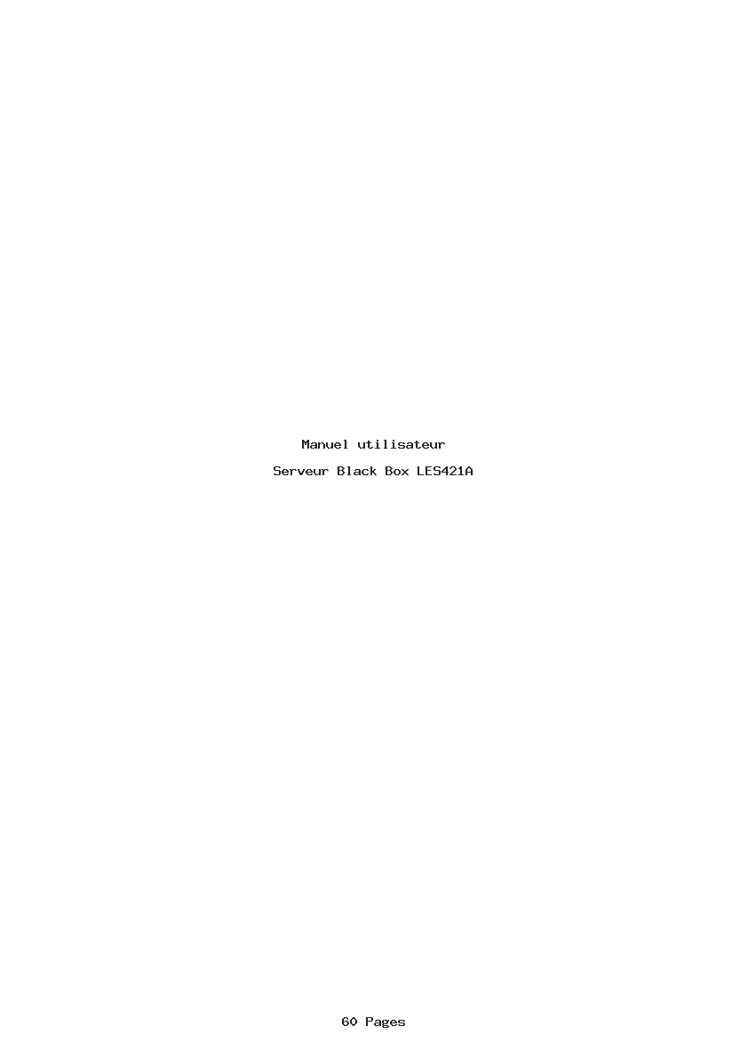Page 1 de la notice Manuel utilisateur Black Box LES421A