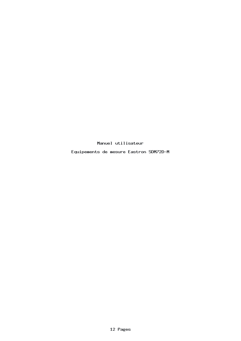 Page 1 de la notice Manuel utilisateur Eastron SDM72D-M