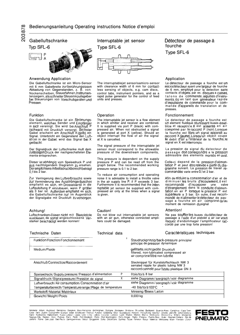 Page 1 de la notice Manuel utilisateur Festo SFL-6