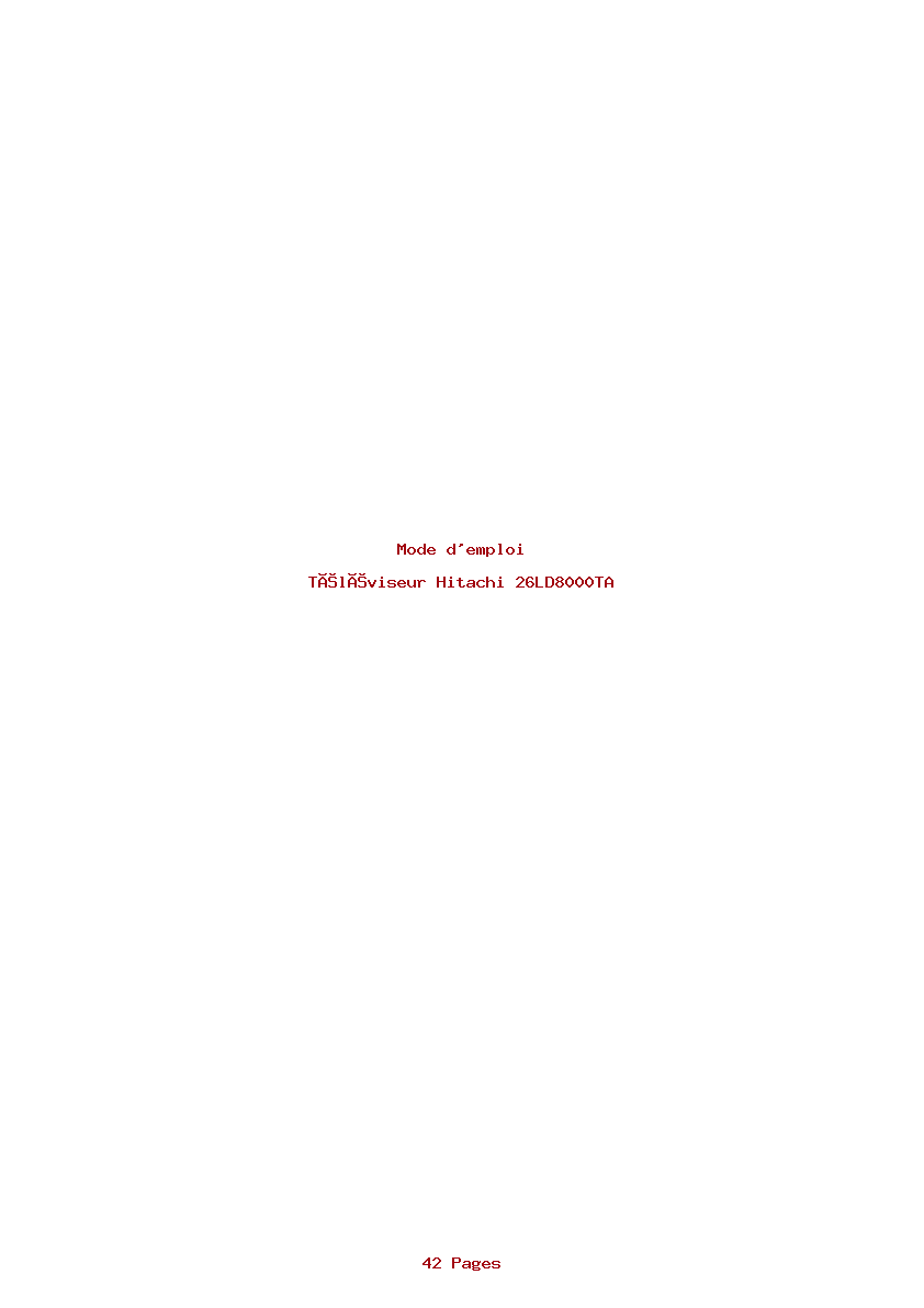 Page 1 de la notice Mode d'emploi Hitachi 26LD8000TA