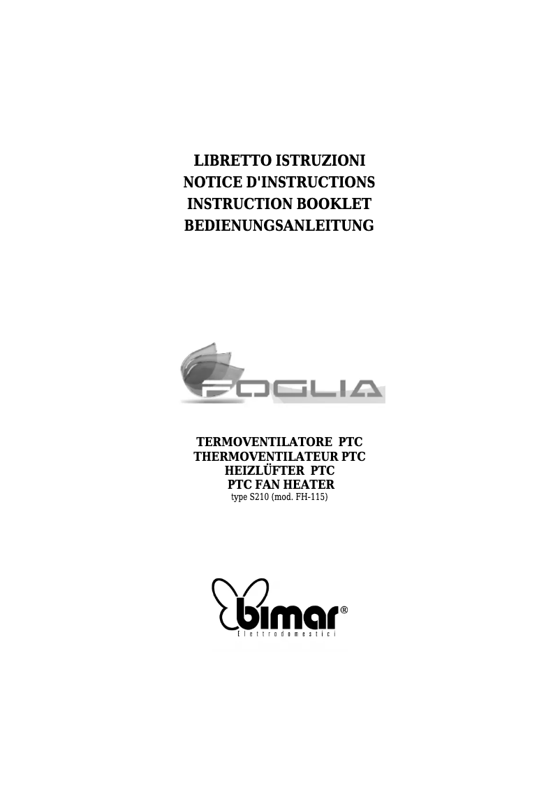 Page 1 of the manual User Manual Bimar S210.EU