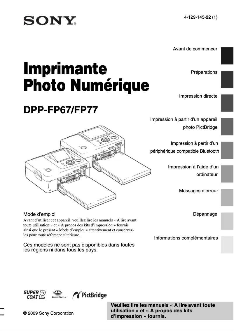 Page n°1 - Manuel utilisateur Sony DPP-FP77