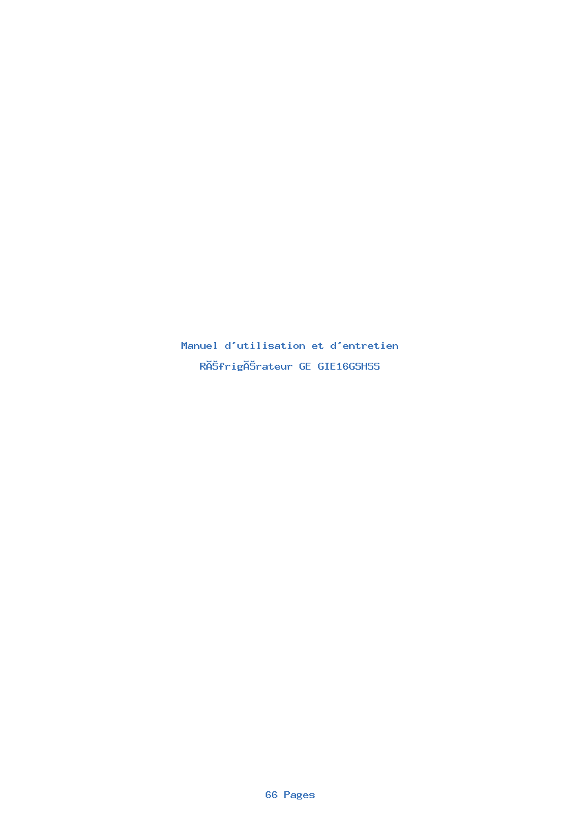 Page 1 de la notice Manuel d'utilisation et d'entretien GE GIE16GSHSS