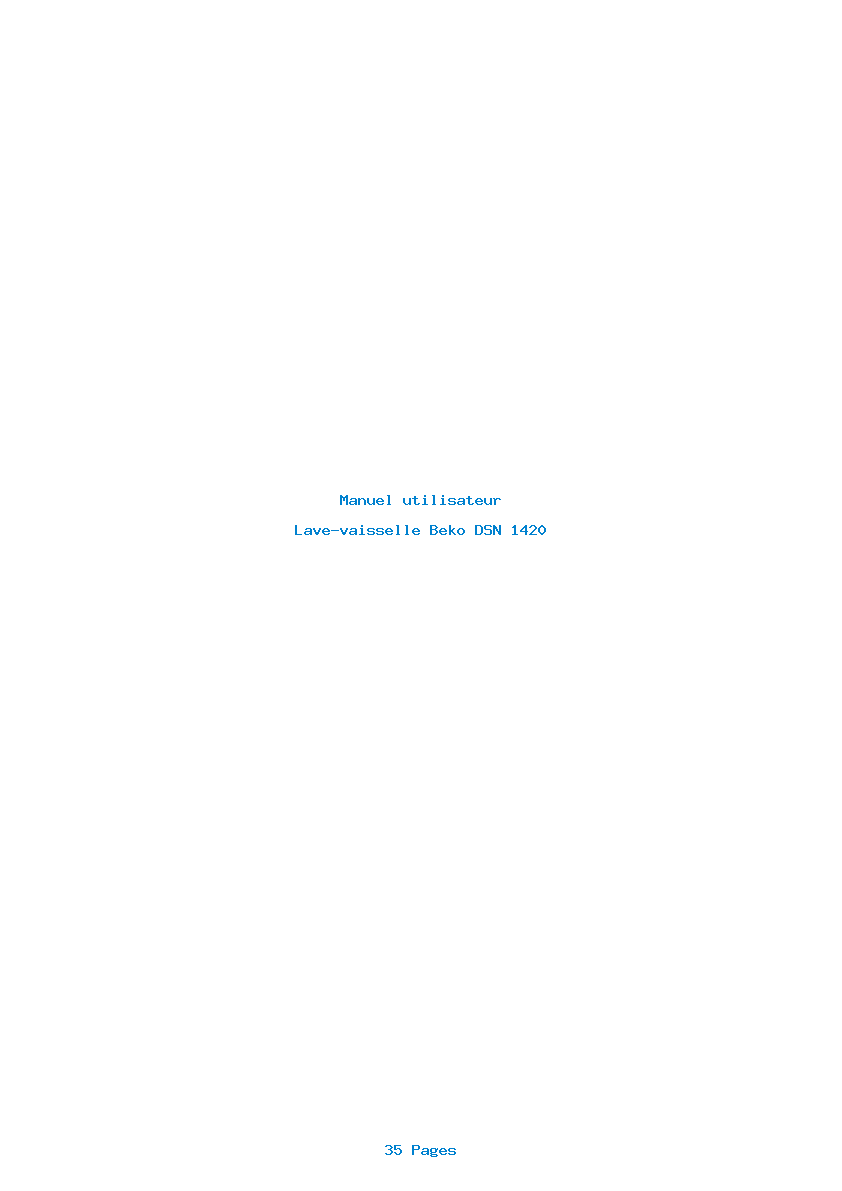 Page 1 de la notice Manuel utilisateur Beko DSN 1420