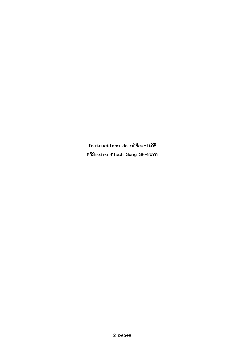 Page 1 de la notice Instructions de sécurité Sony SR-8UYA