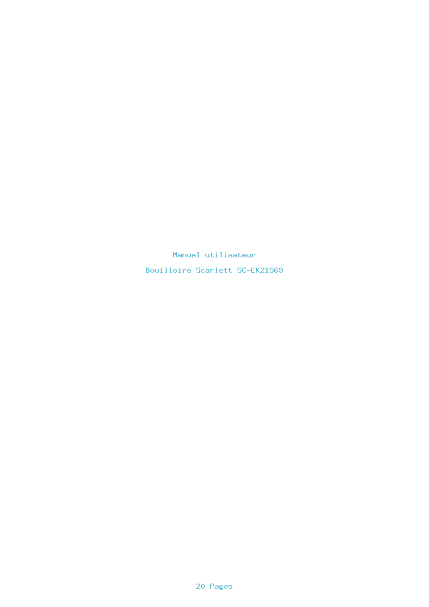 Page 1 de la notice Manuel utilisateur Scarlett SC-EK21S69