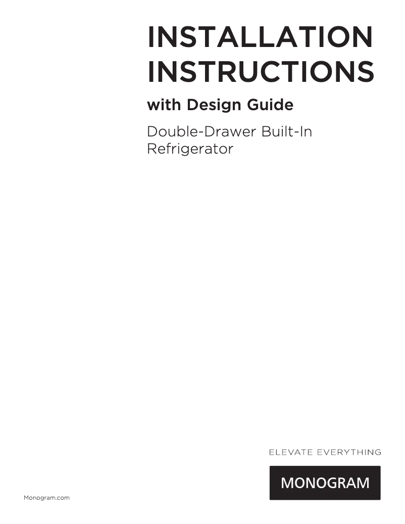 Page n°1 - Guide d'installation GE ZIDI240PII