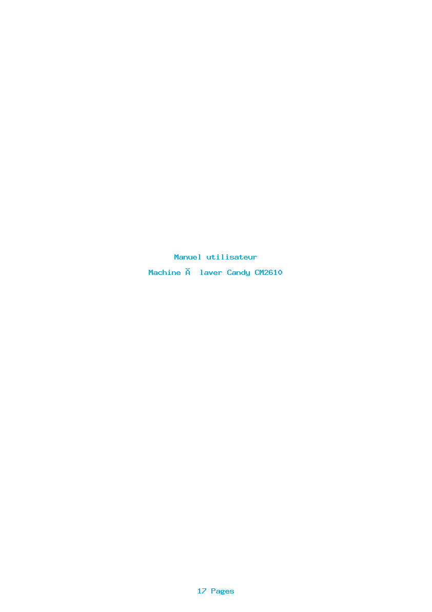 Page 1 de la notice Manuel utilisateur Candy CM2610