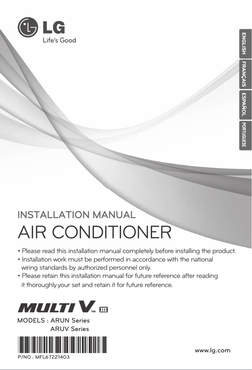 Page 1 of the manual User Manual LG ARUN180BT3