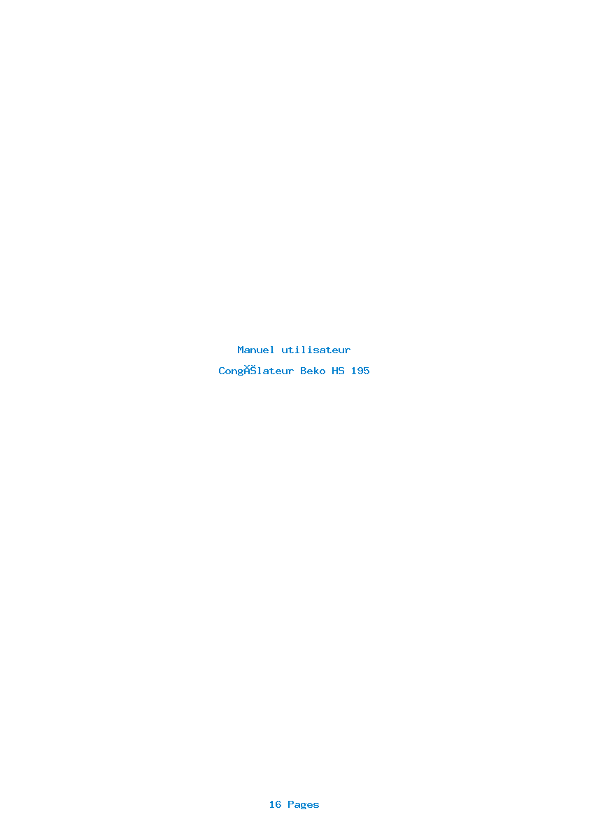 Page 1 de la notice Manuel utilisateur Beko HS 195
