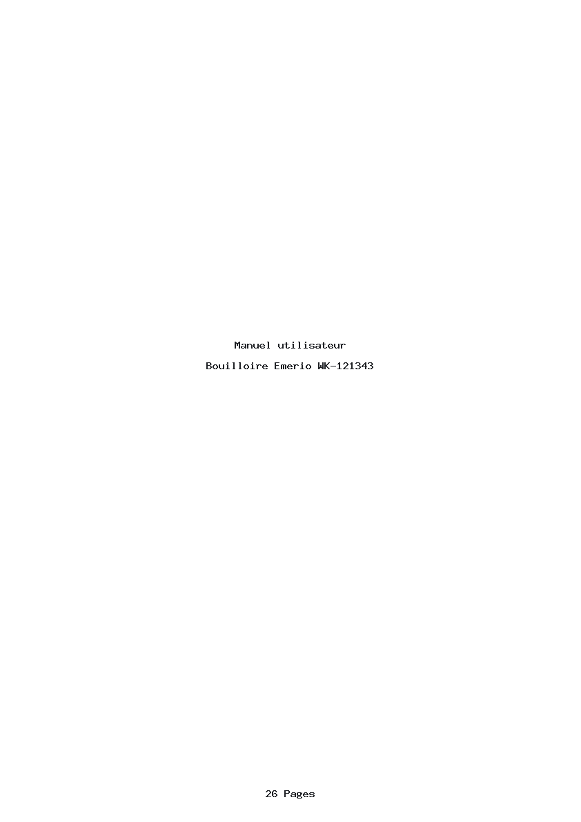 Page 1 de la notice Manuel utilisateur Emerio WK-121343