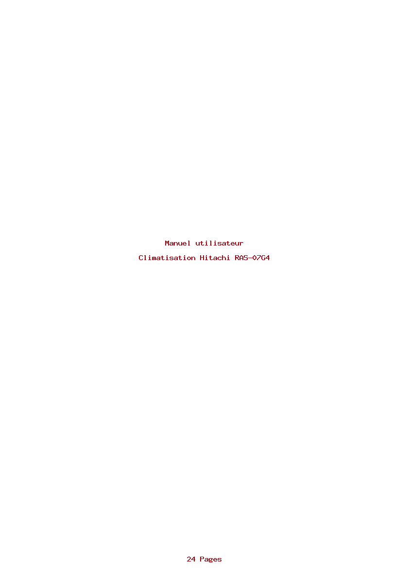 Page 1 de la notice Manuel utilisateur Hitachi RAS-07G4