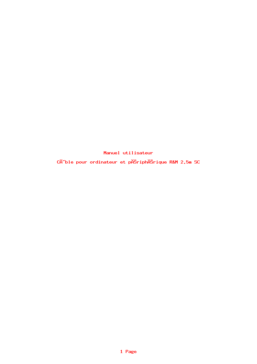 Page 1 de la notice Manuel utilisateur R&M 2.5m SC