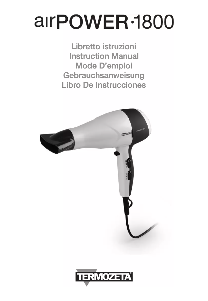 Page 1 de la notice Manuel utilisateur Termozeta Air power 1800