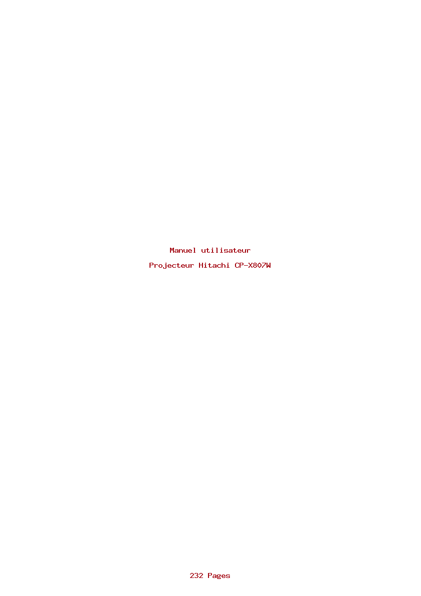 Page 1 de la notice Manuel utilisateur Hitachi CP-X807W