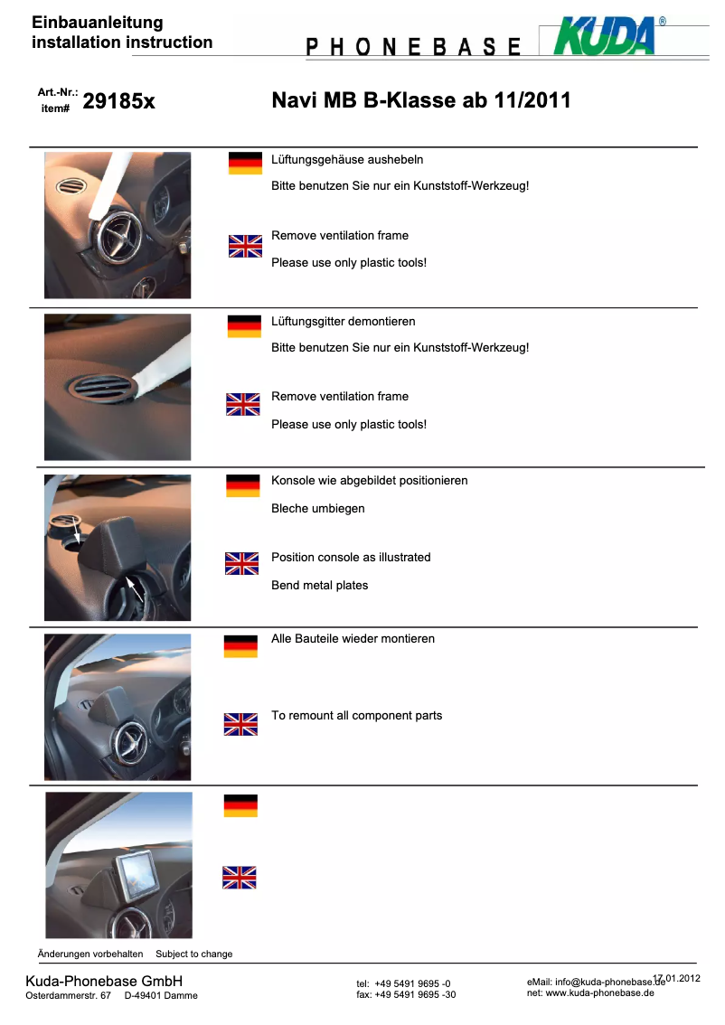 Page 1 of the manual User Manual Kuda 291855