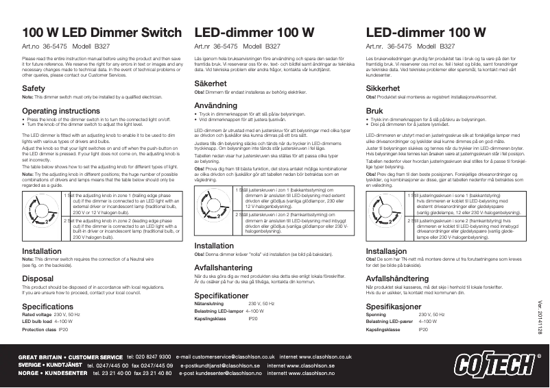Página 1 del manual Manual de usuario Cotech B327