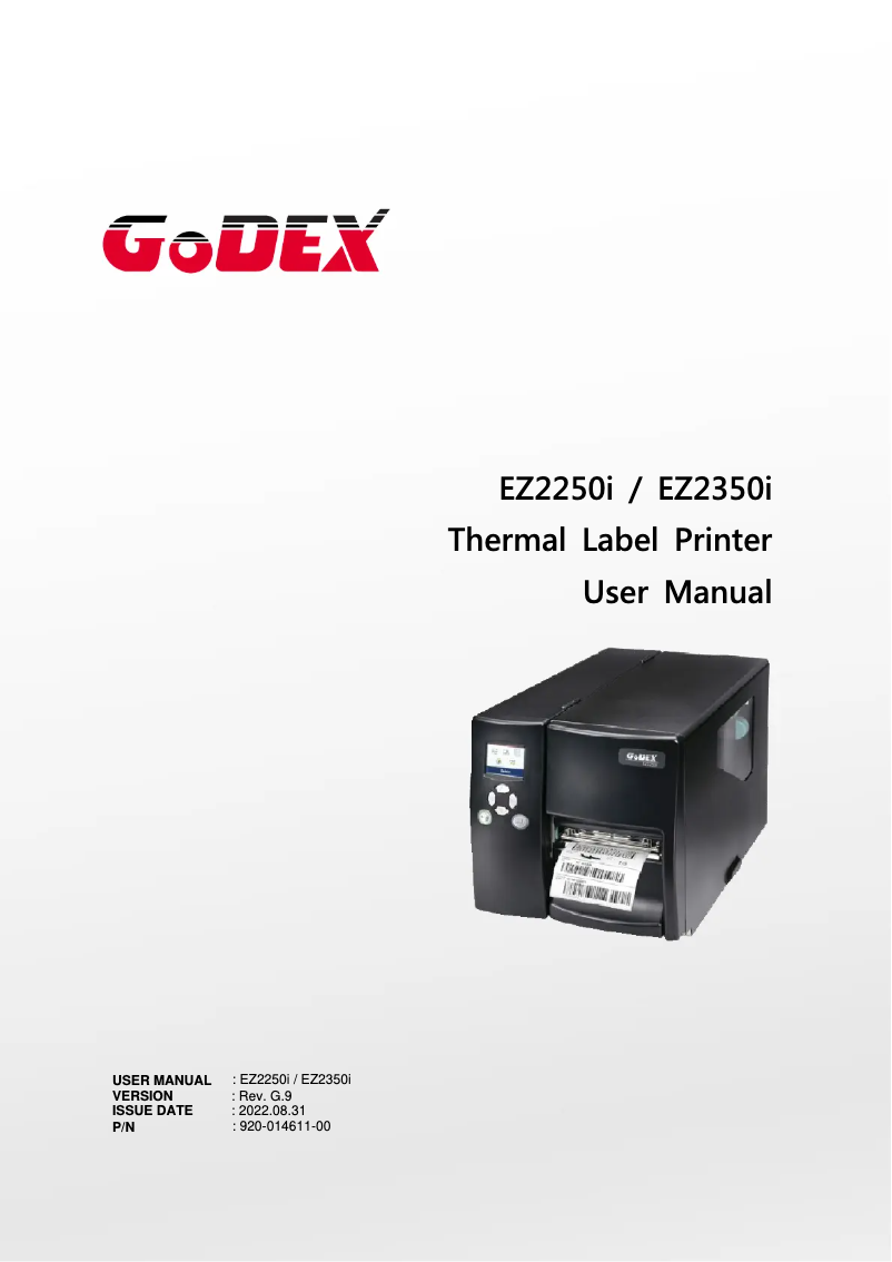 Page 1 de la notice Manuel utilisateur Godex EZ2250i