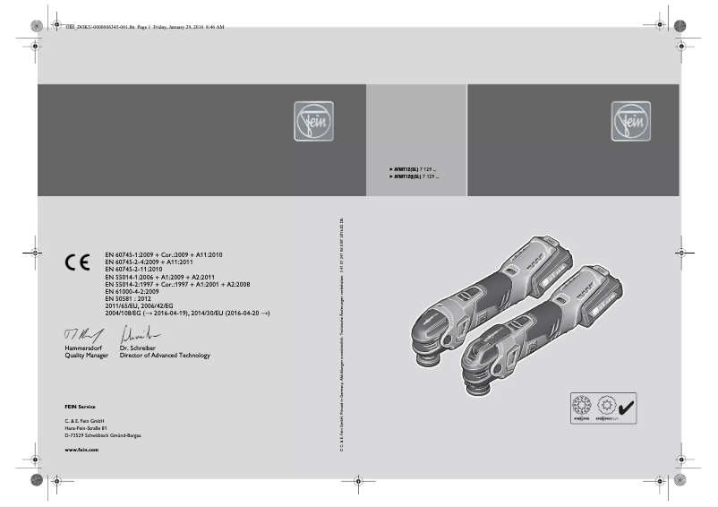 Page 1 de la notice Manuel utilisateur Fein MultiTalent AFMT12QSL ALED