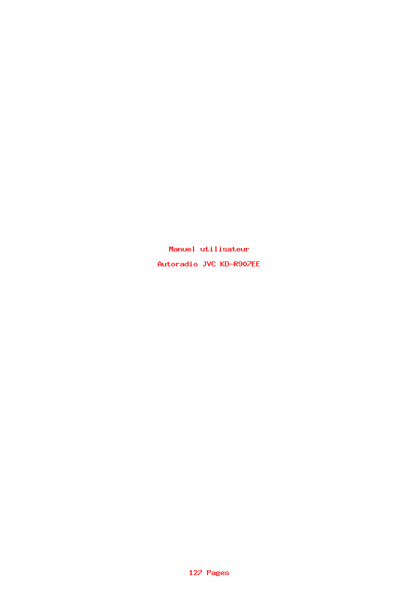 Page 1 de la notice Manuel utilisateur JVC KD-R907EE