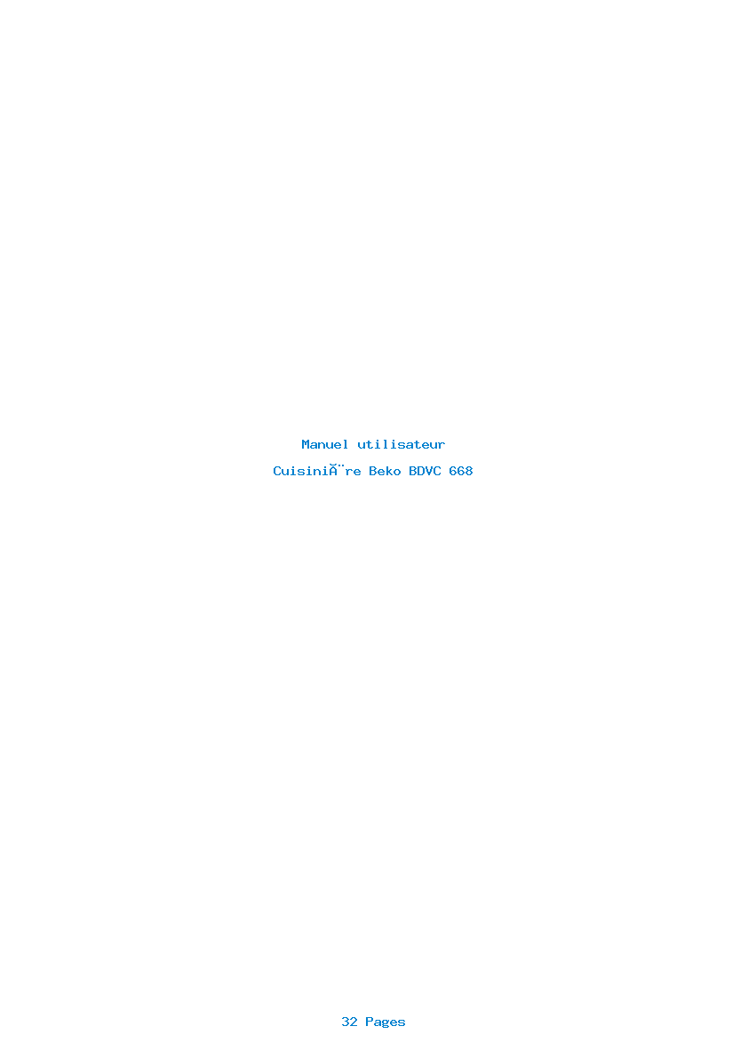 Page 1 de la notice Manuel utilisateur Beko BDVC 668
