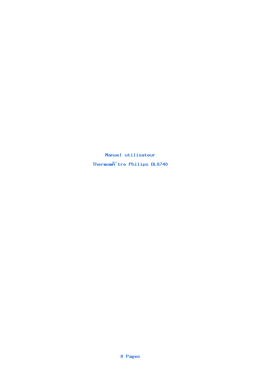 Page 1 de la notice Manuel utilisateur Philips DL8740