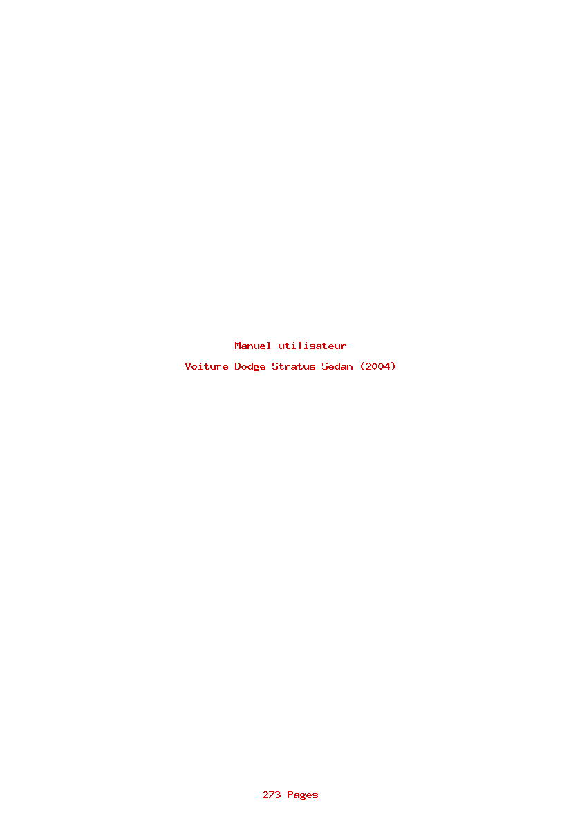 Page 1 de la notice Manuel utilisateur Dodge Stratus Sedan (2004)