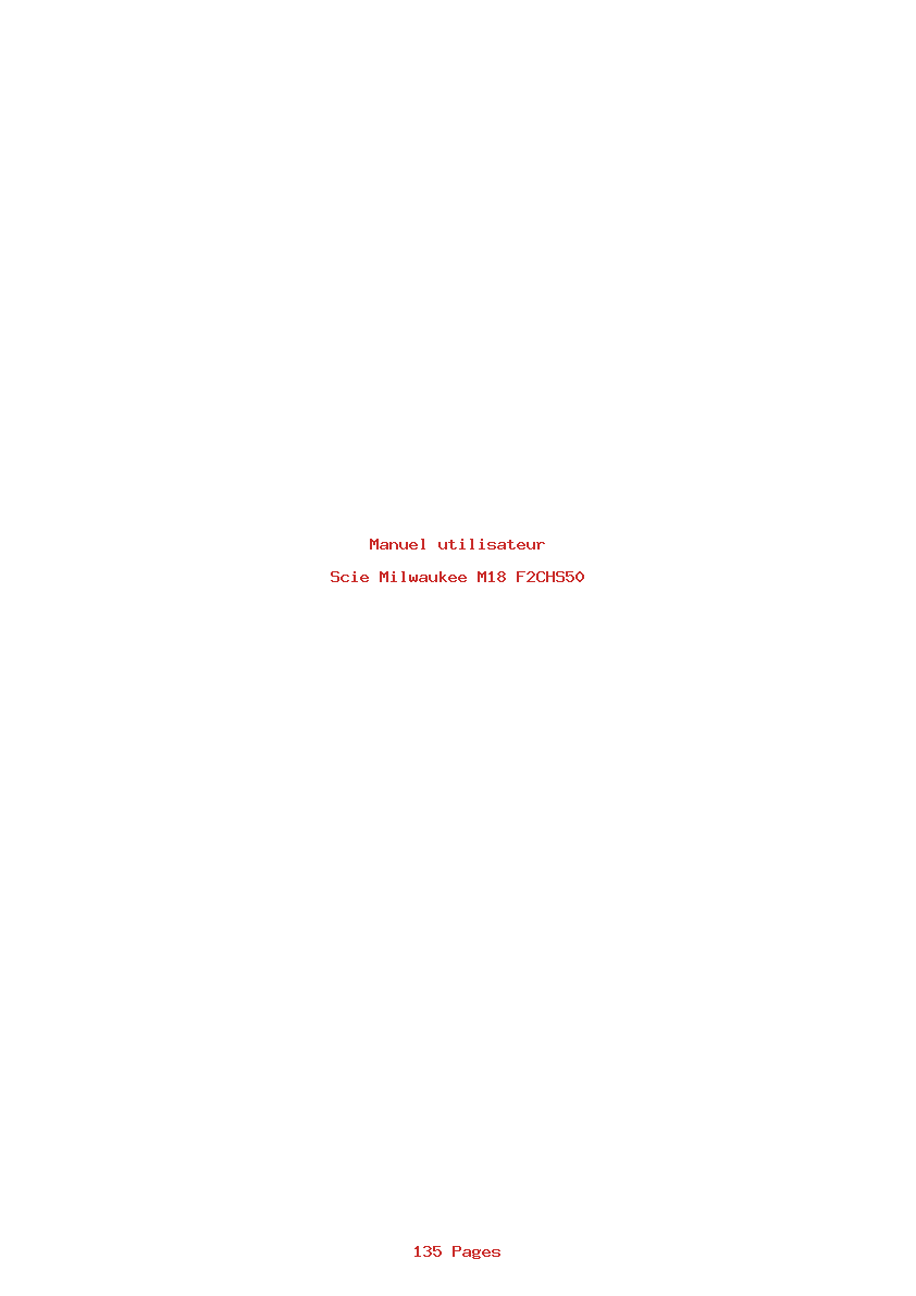 Page 1 de la notice Manuel utilisateur Milwaukee M18 F2CHS50