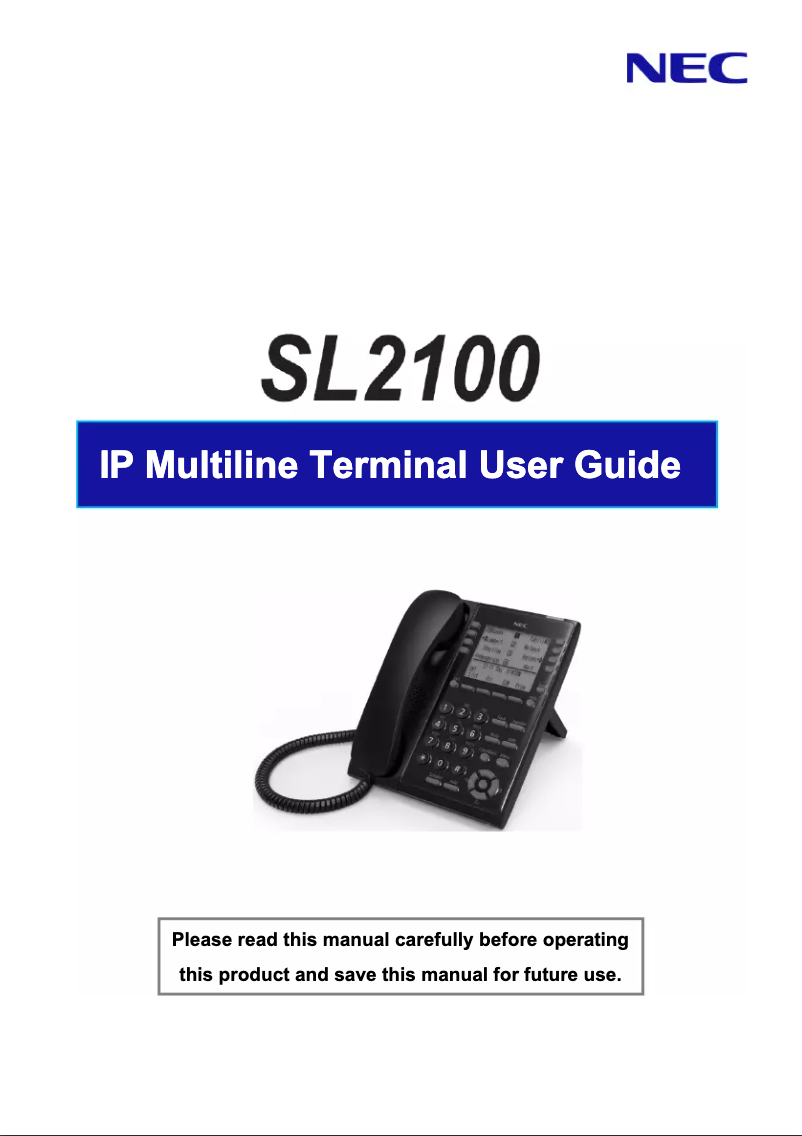 First page image of the manual for SL2100