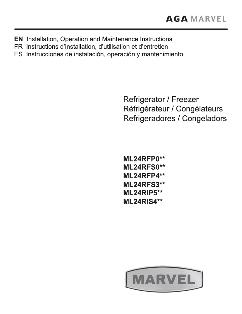 Page 1 de la notice Instructions / montage Marvel ML24RIP5LP
